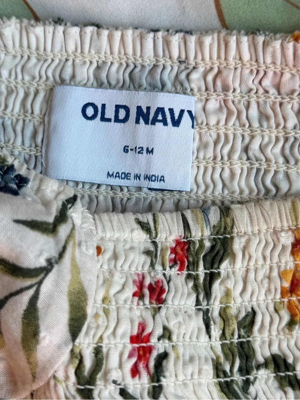 Old Navy Floral Babydoll Dress Swiss Dot Puff Sleeve 6-12 Months 100% Cotton